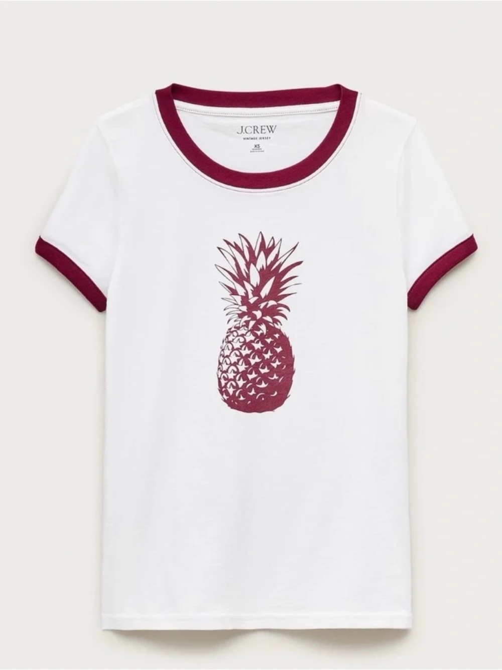 NWT J.Crew Vintage jersey pineapple graphic ringer T-shirt, Size XL